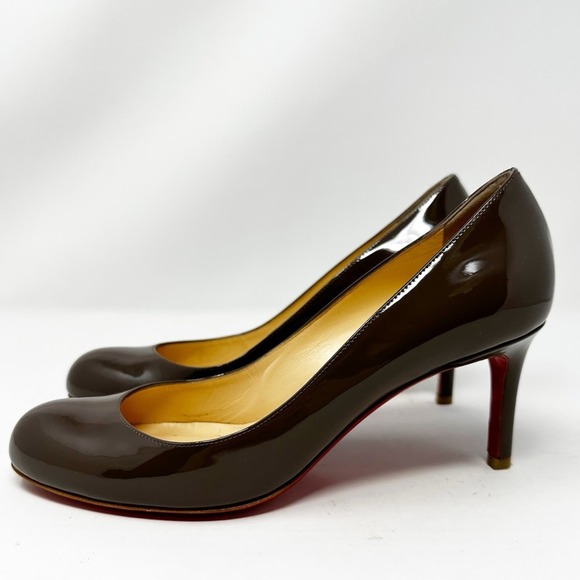 Christian Louboutin Brown Patent Leather Heels - Picture 1 of 12